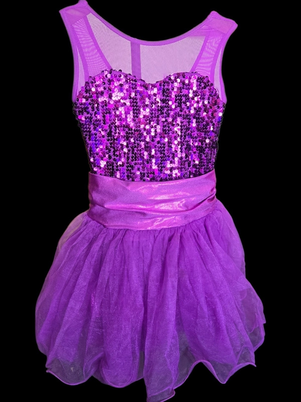 Weissmans Girls Purple Sequin Dance Competition Outfit Sz 10/12